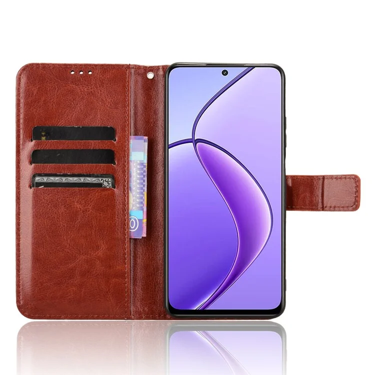 For Realme Narzo 70x 5G / C65 5G / Narzo N65 5G / 13 5G / 12 5G / 12x 5G Wallet Case Crazy Horse Texture Stand Leather Phone Cover - Brown