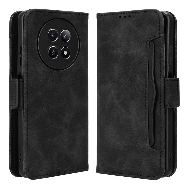 For Realme Narzo 70x 5G / C65 5G / Narzo N65 5G / 13 5G / 12 5G / 12x 5G Card Slots Case Anti-Drop Magnetic Closure Leather Phone Cover - Black
