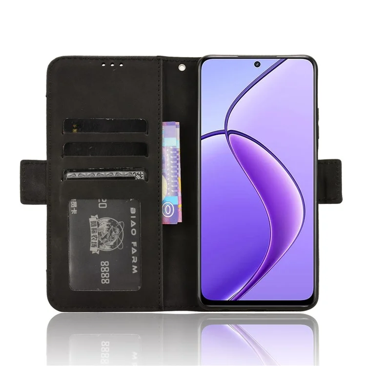 For Realme Narzo 70x 5G / C65 5G / Narzo N65 5G / 13 5G / 12 5G / 12x 5G Card Slots Case Anti-Drop Magnetic Closure Leather Phone Cover - Black
