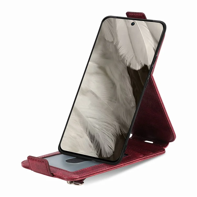 Pour Google Pixel 8a Case de Fermeture à Glissière Vertical Flip Leather Cover Téléphone - Rouge