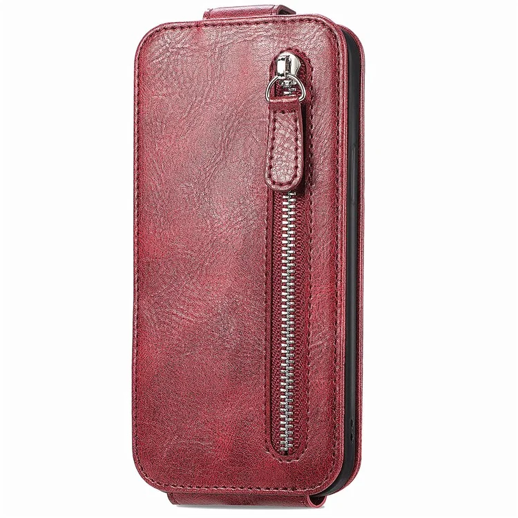 Pour Google Pixel 8a Case de Fermeture à Glissière Vertical Flip Leather Cover Téléphone - Rouge