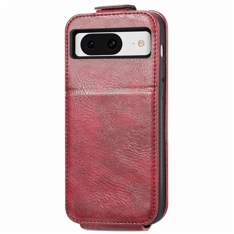 Pour Google Pixel 8a Case de Fermeture à Glissière Vertical Flip Leather Cover Téléphone - Rouge