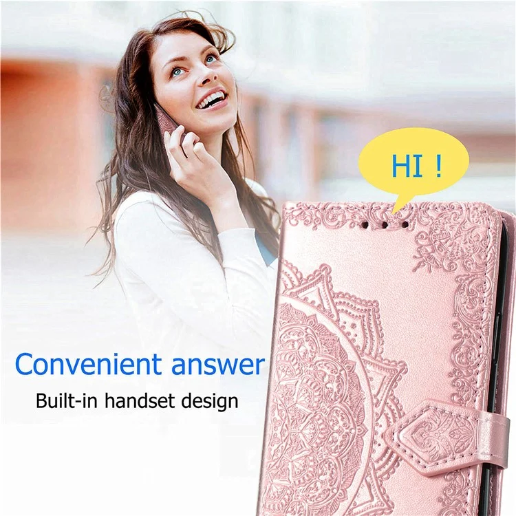 For OnePlus 12R 5G Case PU Leather Embossed Phone Cover with Card Slots - Rose Gold
