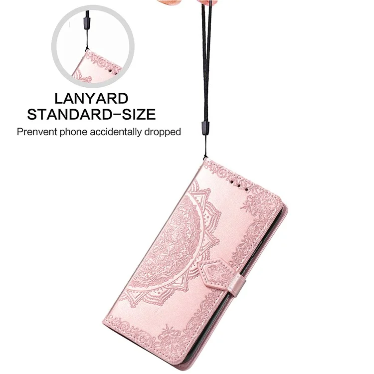 For OnePlus 12R 5G Case PU Leather Embossed Phone Cover with Card Slots - Rose Gold