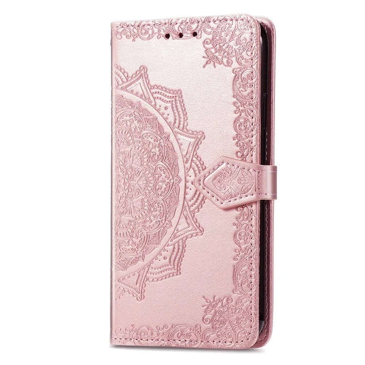 For OnePlus 12R 5G Case PU Leather Embossed Phone Cover with Card Slots - Rose Gold