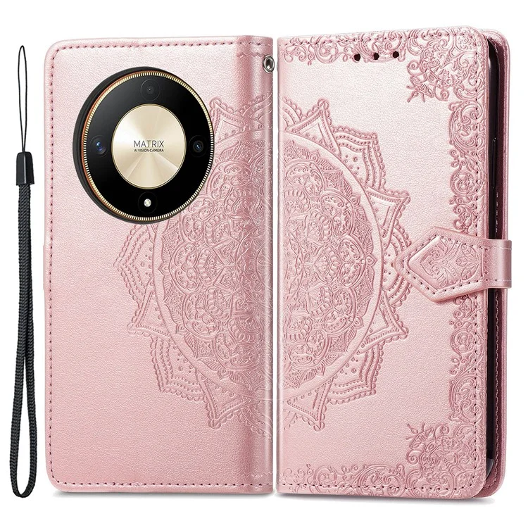 For Honor X9b 5G / Magic6 Lite 5G / X50 5G Case Mandala Flower Wallet Leather Phone Cover - Rose Gold