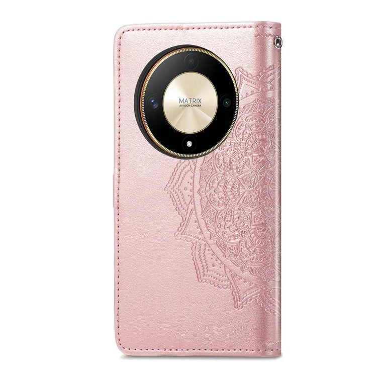 For Honor X9b 5G / Magic6 Lite 5G / X50 5G Case Mandala Flower Wallet Leather Phone Cover - Rose Gold