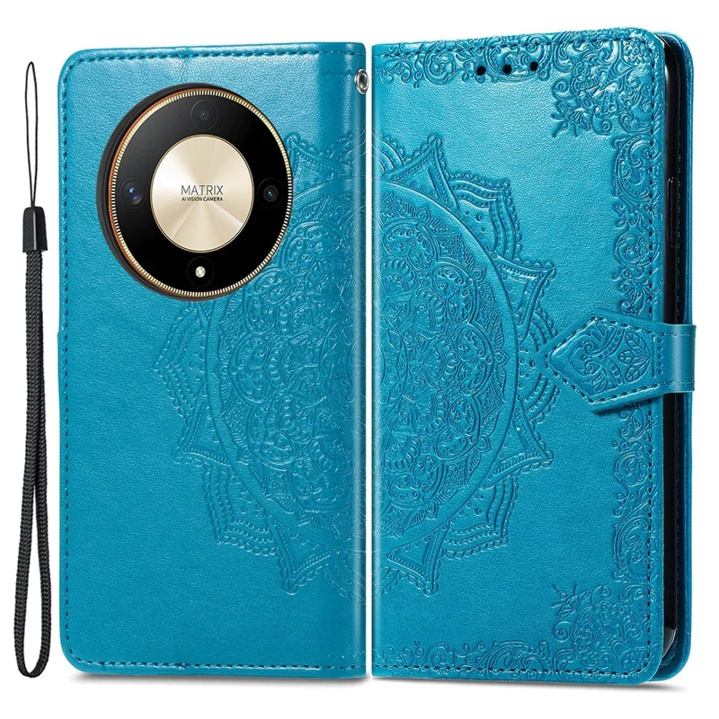 For Honor X9b 5G / Magic6 Lite 5G / X50 5G Case Mandala Flower Wallet Leather Phone Cover - Blue