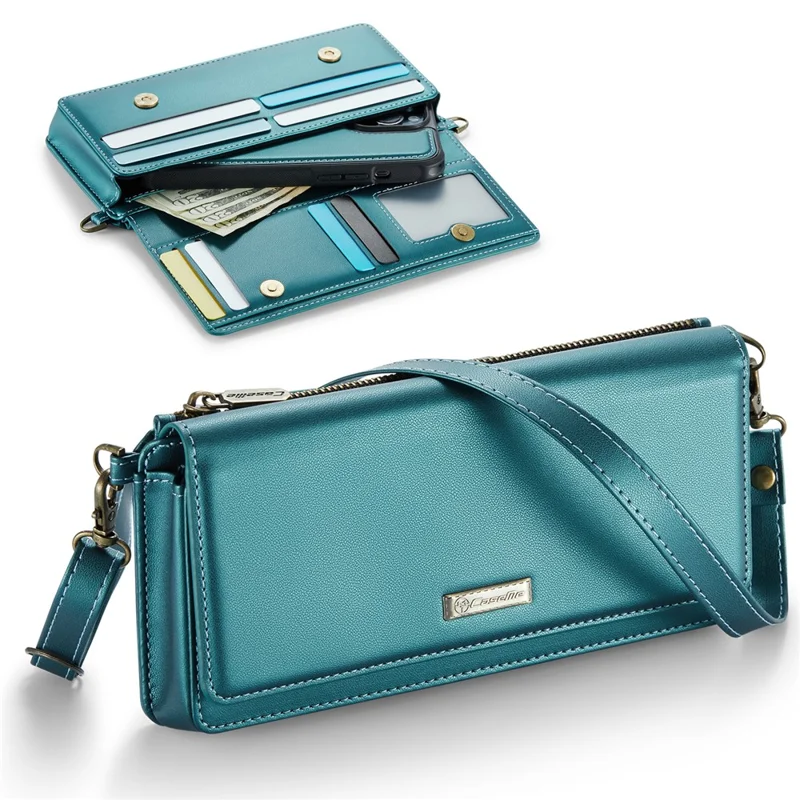 CASEME Me30 4.0-6.7 inch Phone Leather Bag RFID Blocking Wallet Crossbody Phone Bag - Green