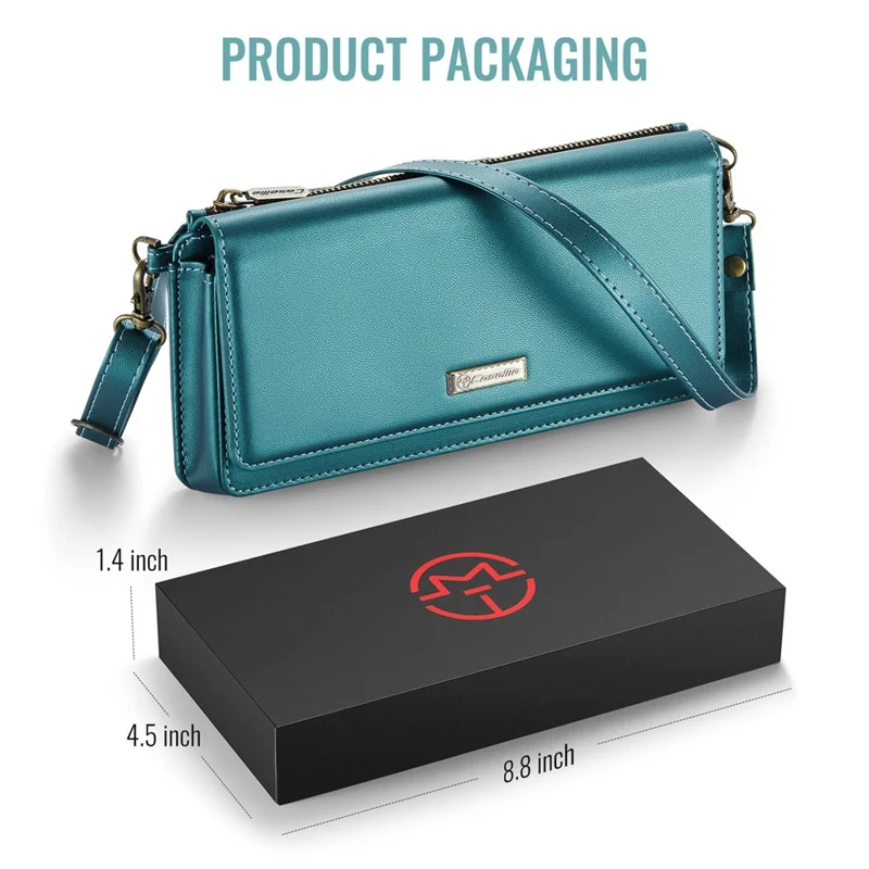 CASEME Me30 4.0-6.7 inch Phone Leather Bag RFID Blocking Wallet Crossbody Phone Bag - Green