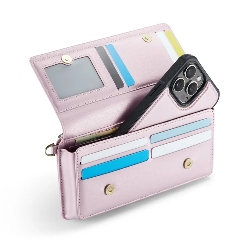 CASEME Me30 4.0-6.7 inch Phone Leather Bag RFID Blocking Wallet Crossbody Phone Bag - Pink