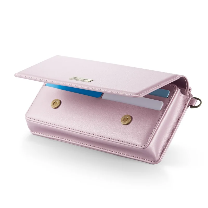 CASEME Me30 4.0-6.7 inch Phone Leather Bag RFID Blocking Wallet Crossbody Phone Bag - Pink