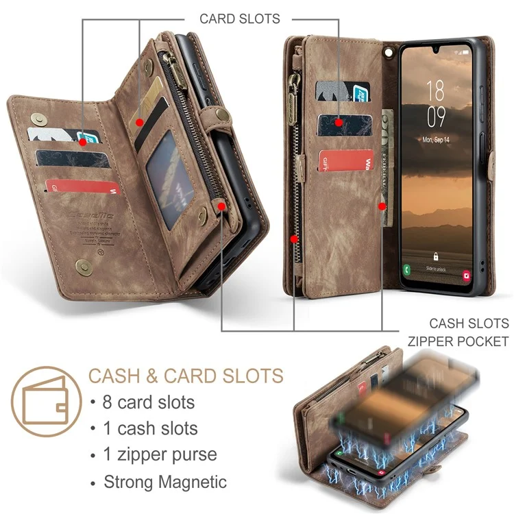 For Samsung Galaxy A25 5G (Global) (161mm) Phone Cases CASEME Leather Cover with Detachable Wallet and Strap - Brown