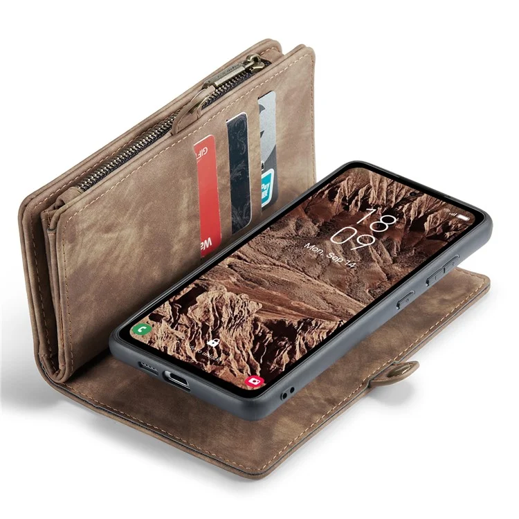 For Samsung Galaxy A55 5G Phone Cases CASEME Leather Cover with Detachable Wallet and Strap - Brown