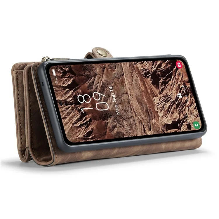 For Samsung Galaxy A55 5G Phone Cases CASEME Leather Cover with Detachable Wallet and Strap - Brown