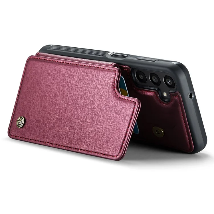 CASEME C22 Série Pour Samsung Galaxy A15 4G / 5G Étui Cuir Blocage RFID 5 Fentes Carte Support de Dos - Rouge