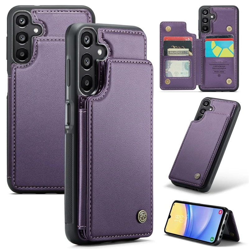 CASEME C22 Série Pour Samsung Galaxy A15 4G / 5G Étui en Cuir Blocage RFID 5 Emplacements pour Cartes Support Arrière - Violet