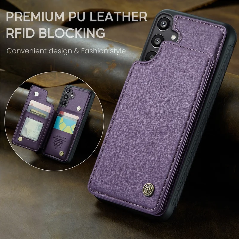 CASEME C22 Série Pour Samsung Galaxy A15 4G / 5G Étui en Cuir Blocage RFID 5 Emplacements pour Cartes Support Arrière - Violet