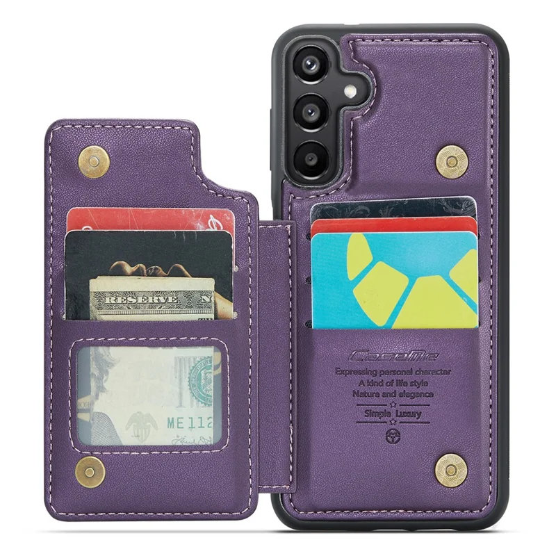 CASEME C22 Série Pour Samsung Galaxy A15 4G / 5G Étui en Cuir Blocage RFID 5 Emplacements pour Cartes Support Arrière - Violet