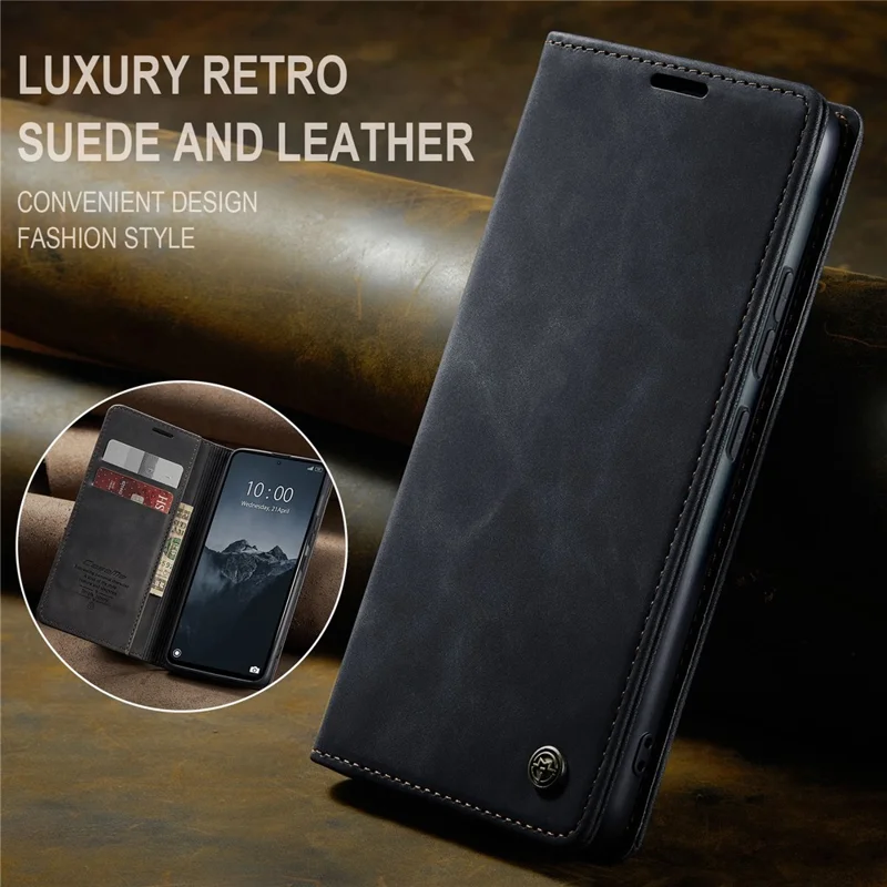CASEME 013 Série Pour Xiaomi Redmi Note 13 Pro 4G / Poco M6 Pro 4G Étui en Cuir Porte-Cartes Coque de Téléphone - Noir