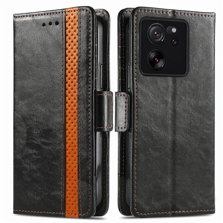 CASENEO 002 Series для Xiaomi 13T / 13T Pro / Redmi K60 Ultra Чехол Кожаный RFID-блокирующий Чехол для телефона - Черный