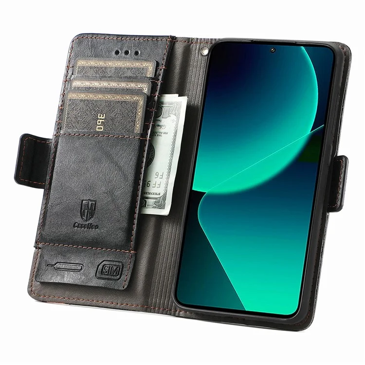 CASENEO 002 Series для Xiaomi 13T / 13T Pro / Redmi K60 Ultra Чехол Кожаный RFID-блокирующий Чехол для телефона - Черный