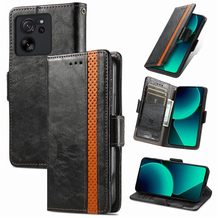 CASENEO 002 Series для Xiaomi 13T / 13T Pro / Redmi K60 Ultra Чехол Кожаный RFID-блокирующий Чехол для телефона - Черный