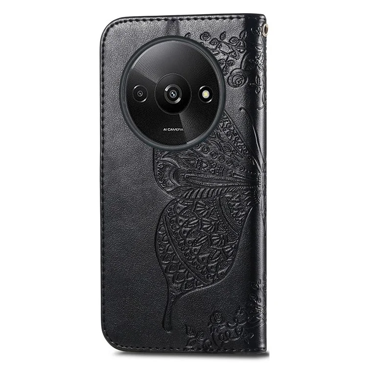 Per Xiaomi Redmi A3 / Poco C61 4G Cellphone Stand Case Imprinted Pattern PU Leather Phone Cover - Nero