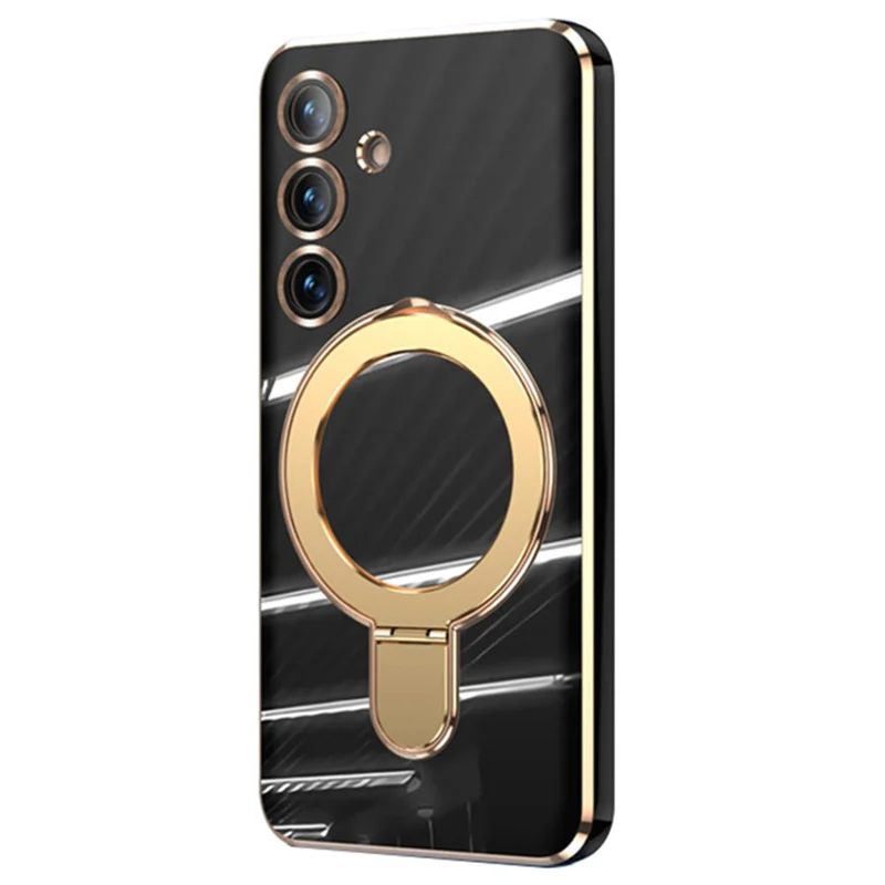 For Samsung Galaxy S24+ støttebeslag etui kompatibelt med MagSafe TPU telefondæksel - Sort