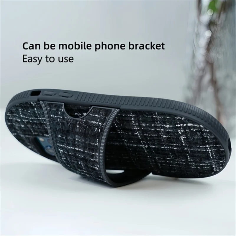 For iPhone 14 Pro Case Slipper Design Kickstand TPU Shockproof Phone Cover - Black