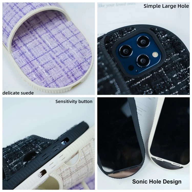 Für iPhone 12 Pro Max Kickstand-Hülle Slipper Design TPU Phone Cover - Schwarz