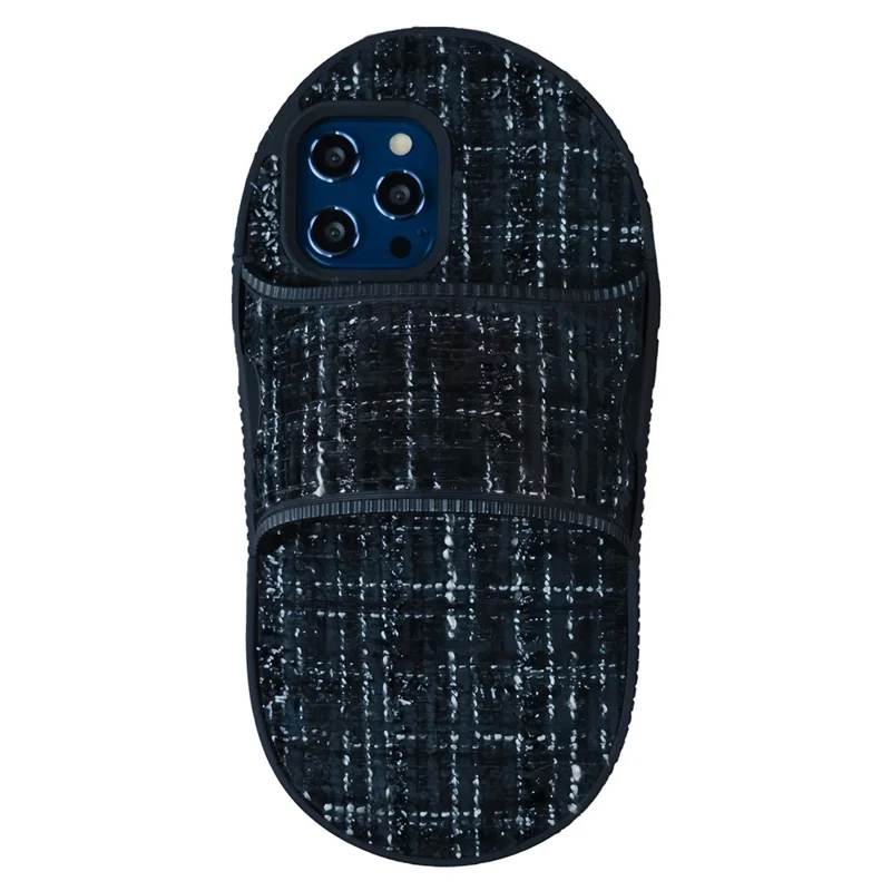 For iPhone 15 Pro Max Shockproof Phone Case Slipper Design Kickstand TPU Phone Cover - Black
