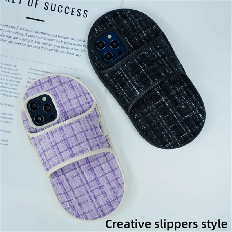 For iPhone 15 Pro Max Shockproof Phone Case Slipper Design Kickstand TPU Phone Cover - Purple