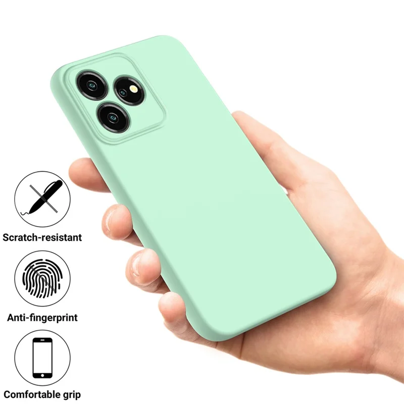 For ZTE Blade V50 Design 4G Phone Case Liquid Silicone Cover with Soft Lining - Green