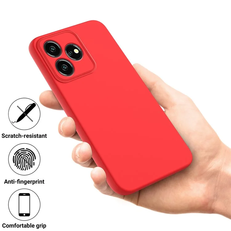 For ZTE Blade V50 Design 4G Phone Case Liquid Silicone Cover with Soft Lining - Red
