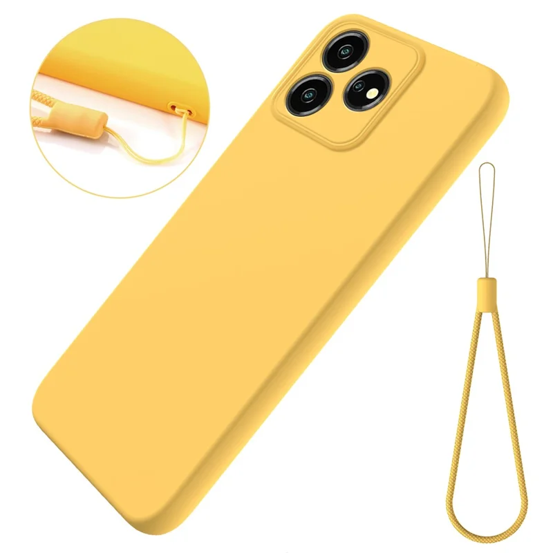 For ZTE Blade V50 Design 4G Phone Case Liquid Silicone Cover with Soft Lining - Yellow