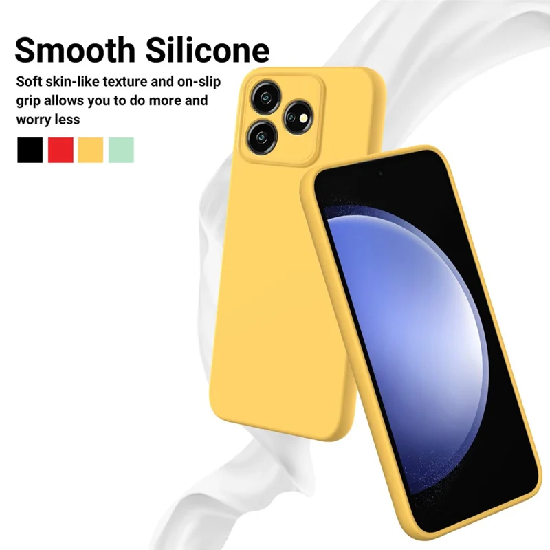 For ZTE Blade V50 Design 4G Phone Case Liquid Silicone Cover with Soft Lining - Yellow