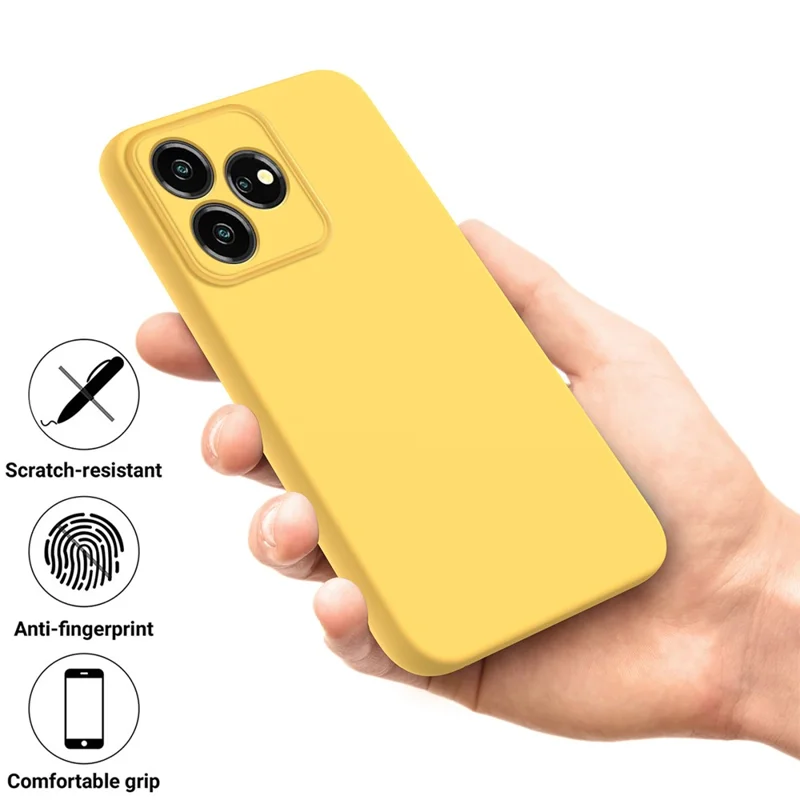 For ZTE Blade V50 Design 4G Phone Case Liquid Silicone Cover with Soft Lining - Yellow
