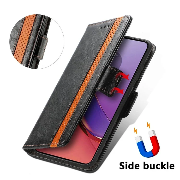 For Motorola Moto G84 5G Phone Cases CASENEO PU Leather Cover Stand with RFID Blocking Wallet - Black