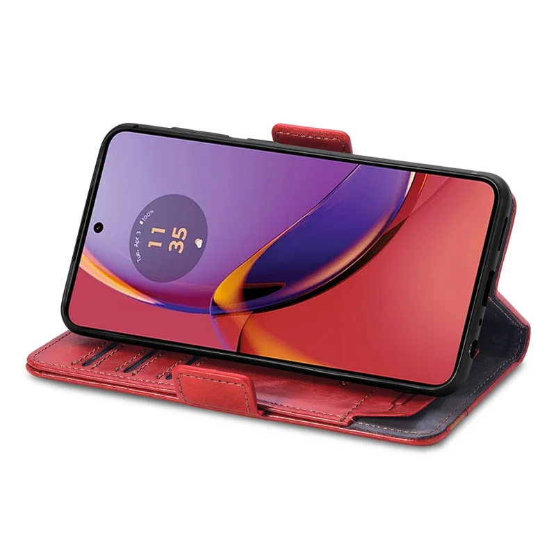 For Motorola Moto G84 5G Phone Cases CASENEO PU Leather Cover Stand with RFID Blocking Wallet - Red