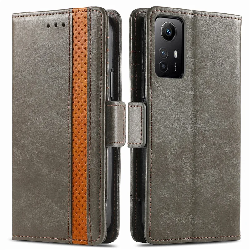For Xiaomi Redmi Note 12S 4G Phone Cases CASENEO PU Leather Cover Stand with RFID Blocking Wallet - Grey