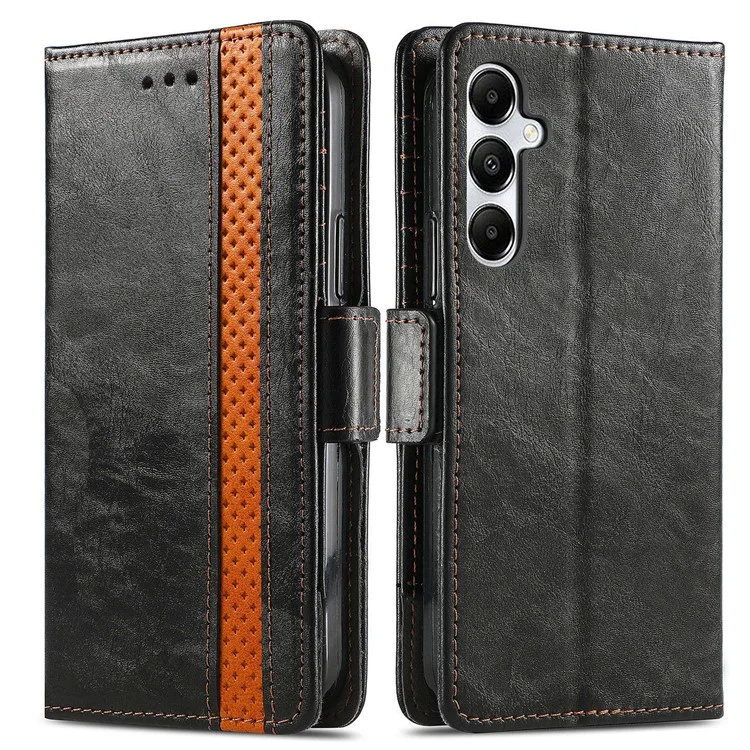 CASENEO 002 Series For Samsung Galaxy A55 5G Resistente a los golpes Cartera de cuero sintético Soporte de teléfono Funda de teléfono con bloqueo RFID - Negro