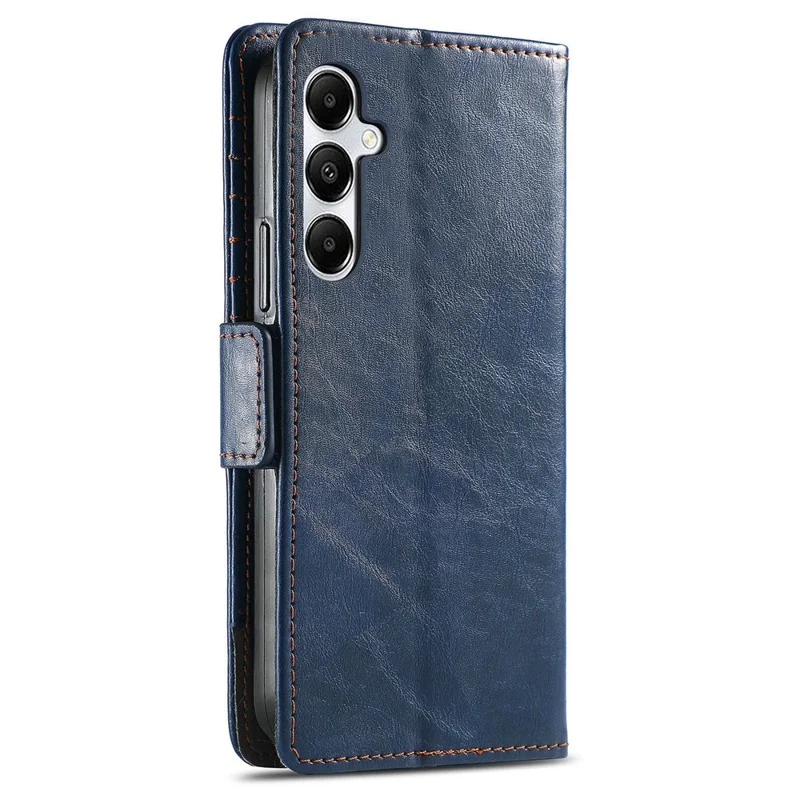 For Samsung Galaxy A55 5G Phone Cases CASENEO PU Leather Cover Stand with RFID Blocking Wallet - Dark Blue