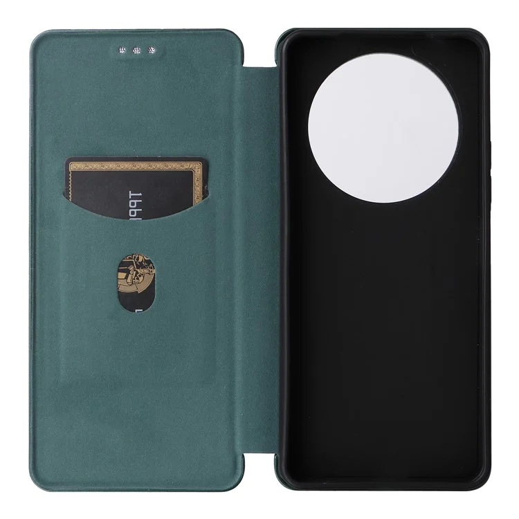 Para Xiaomi Redmi A3 / Poco C61 4G Protective Case Leather Carbon Fiber Texture Magnetic Phone Cover - Verde