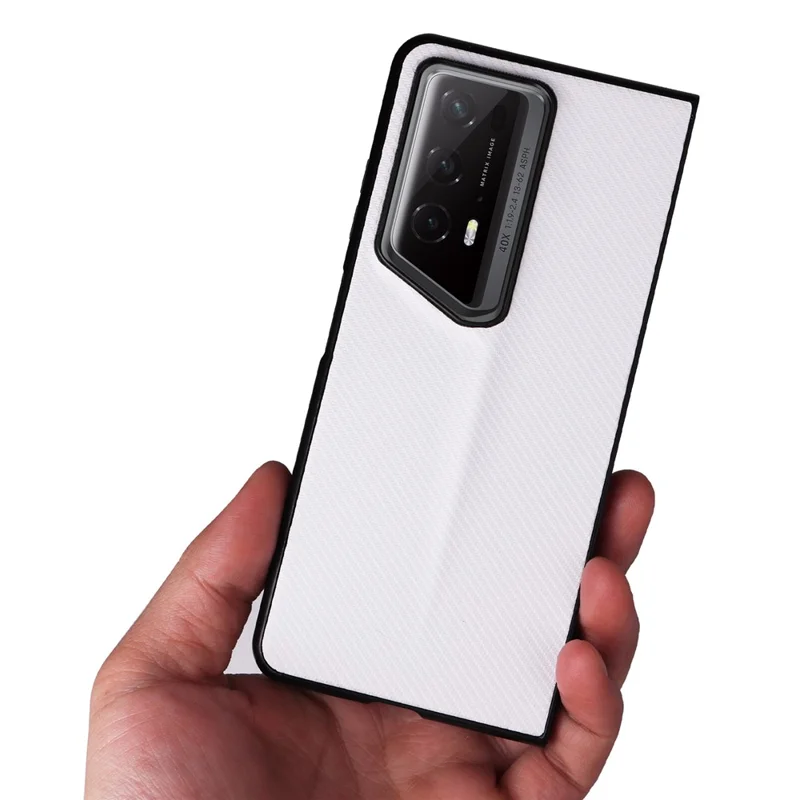 For Honor Magic V2 RSR Porsche Design Case Carbon Fiber Texture Leather Coated PC Phone Cover - White