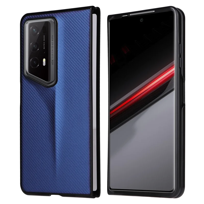 For Honor Magic V2 RSR Porsche Design Case Carbon Fiber Texture Leather Coated PC Phone Cover - Blue
