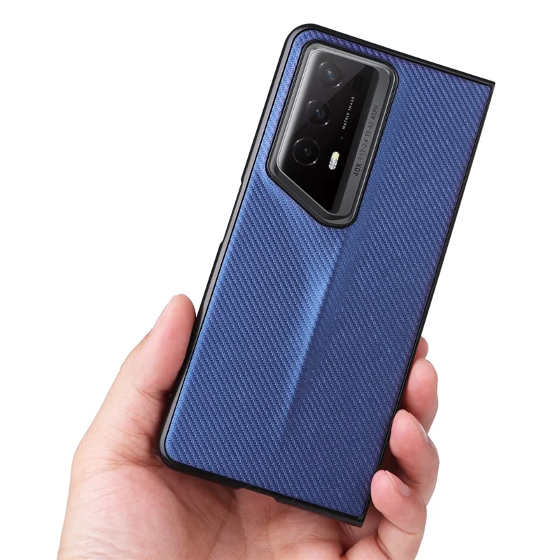 For Honor Magic V2 RSR Porsche Design Case Carbon Fiber Texture Leather Coated PC Phone Cover - Blue