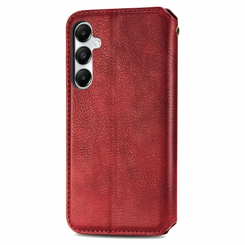 For Samsung Galaxy A55 5G PU Leather Case Rhombus Imprint Wallet Stand Phone Cover - Red
