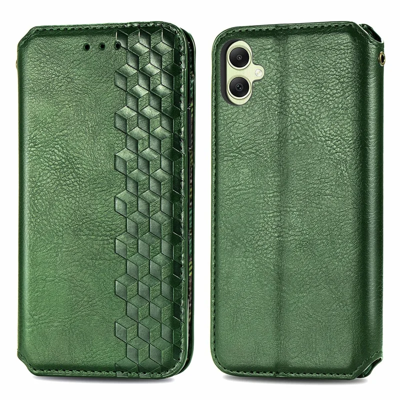 For Samsung Galaxy A05 4G PU Leather Case Rhombus Imprint Wallet Stand Phone Cover - Green