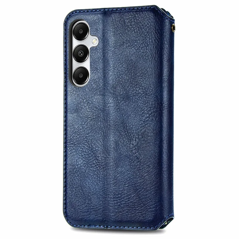 For Samsung Galaxy A35 5G PU Leather Case Rhombus Imprint Wallet Stand Phone Cover - Blue